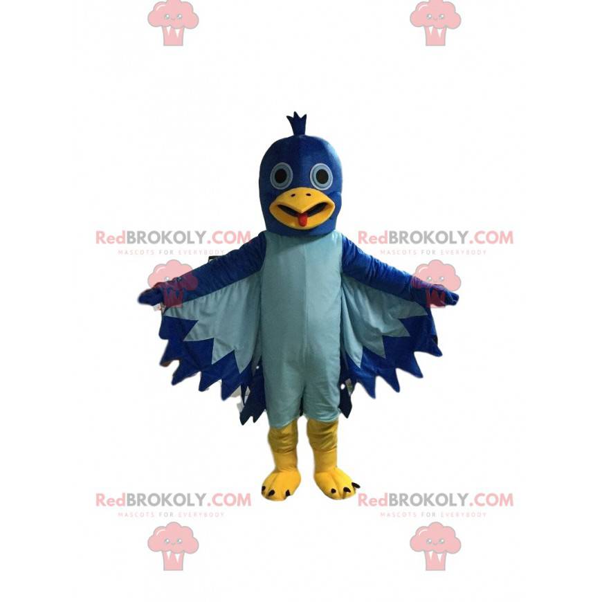 Mascote pombo, fantasia de pássaro azul, pombo gigante -