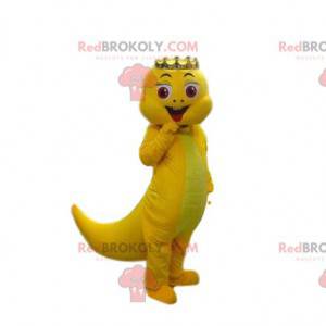 Mascote de dinossauro amarelo, fantasia de dragão amarelo -