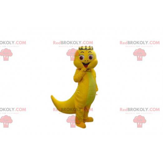 Mascote de dinossauro amarelo, fantasia de dragão amarelo -