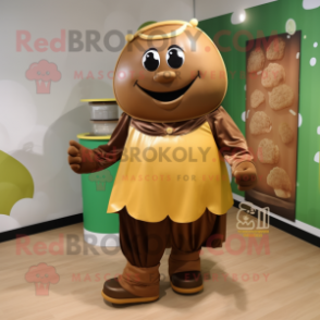 Brown Pot Of Gold mascot costume character dressed with a Romper and Shoe laces
