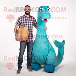 Turkis Brachiosaurus maskot...