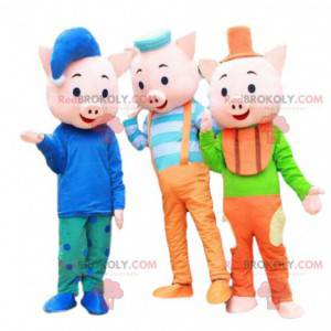 Mascotas de los "Tres cerditos", 3 disfraces de cerdo -