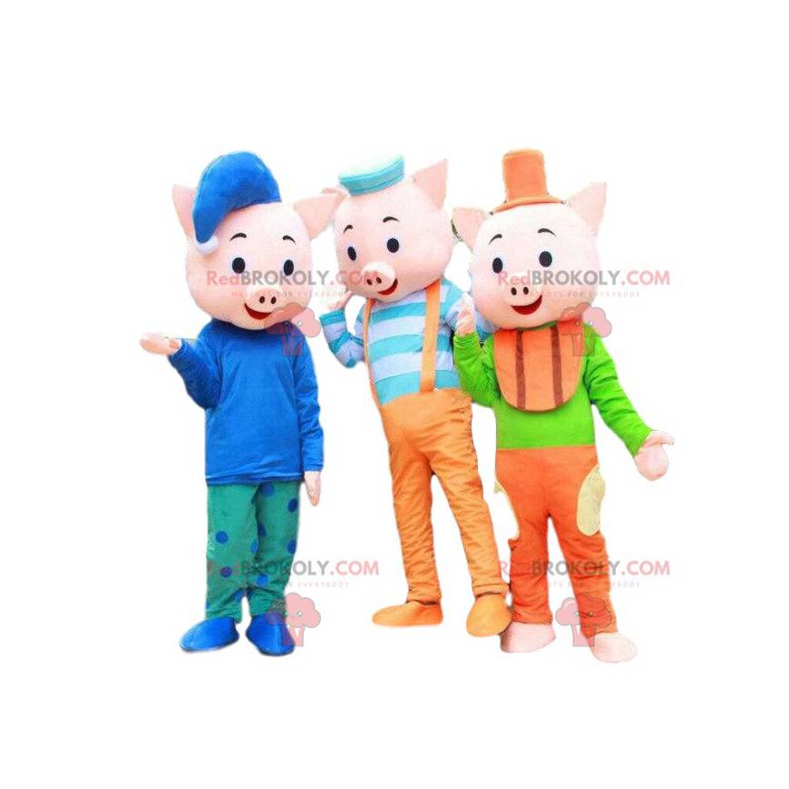 Maskottchen der "Drei kleinen Schweine", 3 Schweinekostüme -