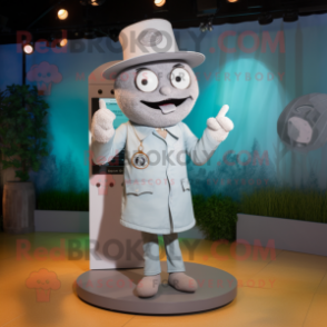 Silver Phone mascot costume character dressed with a Shorts and Hat pins