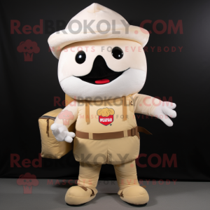 Cream Tacos mascot costume character dressed with a Cargo Pants and Mittens