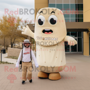Cream Tacos mascot costume character dressed with a Cargo Pants and Mittens