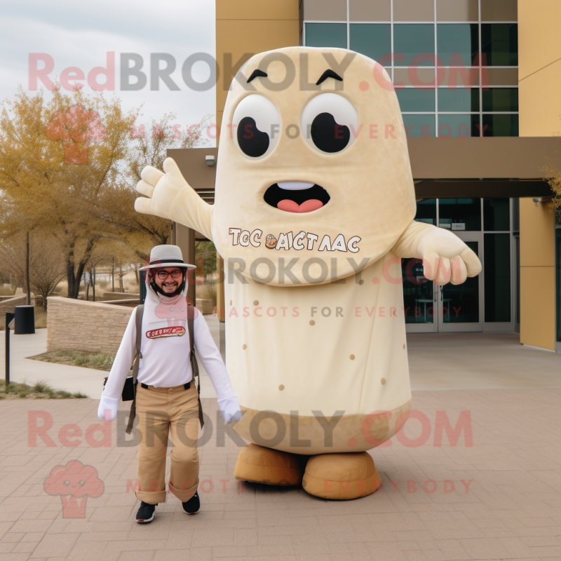 Cream Tacos mascot costume character dressed with a Cargo Pants and Mittens Cream Tacos mascot costume character dressed with a Cargo Pants and Mittens