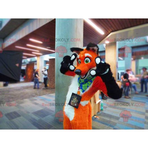 Mascotte de renard orange noir et blanc - Redbrokoly.com