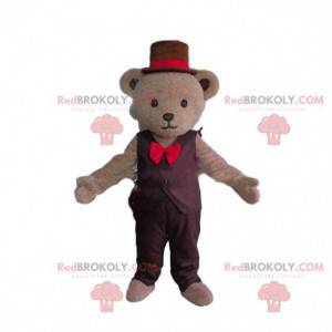 Mascotte d'ours en peluche élégant, costume de nounours costumé