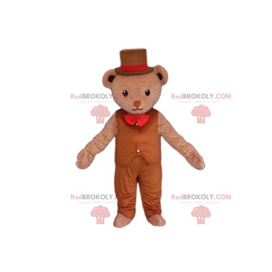 Mascotte d'ours élégant, costume de nounours en peluche costumé