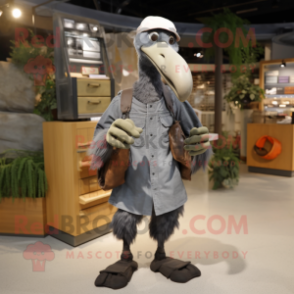 Gray Dodo Bird mascot costume character dressed with a Cargo Pants and Gloves