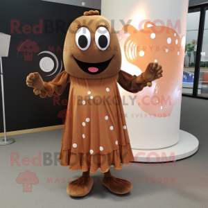 Brown Ray mascot costume character dressed with a A-Line Dress and Bracelets