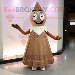 Brown Ray mascot costume character dressed with a A-Line Dress and Bracelets