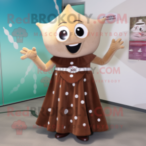 Brown Ray mascot costume character dressed with a A-Line Dress and Bracelets