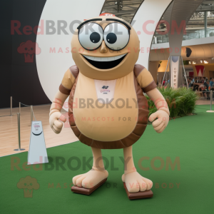 Tan Rugby Ball mascot costume character dressed with a Swimwear and Shoe clips