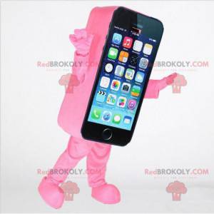 Mascota de teléfono inteligente rosa, disfraz de teléfono