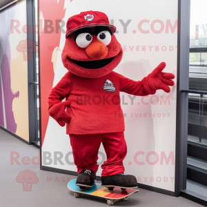 Rød skateboard maskot drakt...