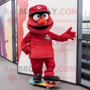 Red Skateboard mascot costume character dressed with a Waistcoat and Cufflinks