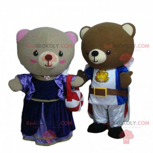 Mascottes de nounours Moyenageux, costumes de chevaliers -