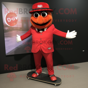 Rød skateboard maskot drakt...