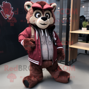 Maroon Lemur maskot kostume...