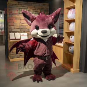 Maroon Bat maskot drakt...