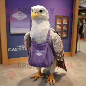 Lavender Haast'S Eagle mascot costume character dressed with a Trousers and Tote bags