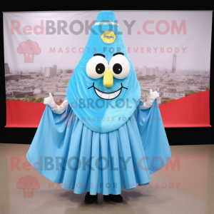 Sky Blue Enchiladas mascot costume character dressed with a Skirt and Rings