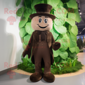 Brown Beanstalk mascot costume character dressed with a Tuxedo and Hats