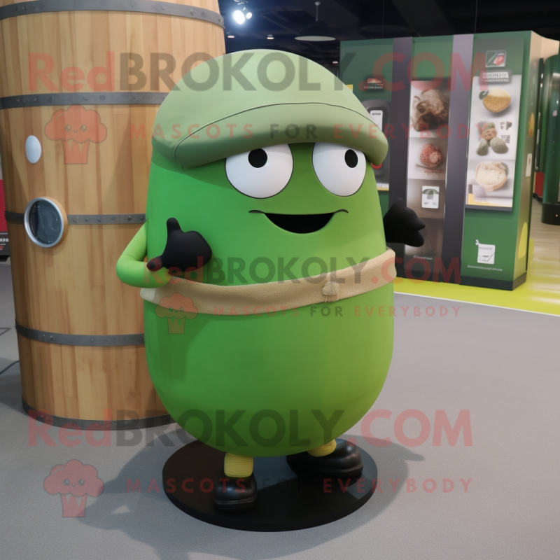 Olive Human Cannon Ball mascot costume character dressed with a Sweatshirt and Cummerbunds Olive Human Cannon Ball mascot costume character dressed with a Sweatshirt and Cummerbunds
