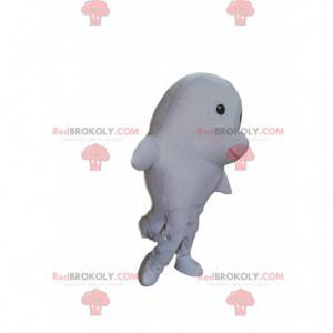 Hvit delfin maskot, gigantisk fiskedrakt - Redbrokoly.com