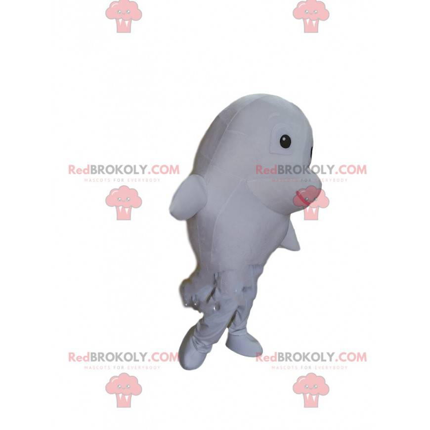 Hvid delfin maskot, kæmpe fisk kostume - Redbrokoly.com