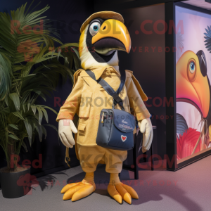 Guld Toucan maskot kostym...