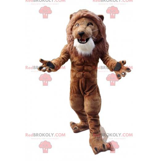 Mycket muskulös lejonmaskot, bodybulderdräkt - Redbrokoly.com