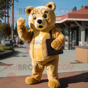 Gold Bear maskot kostume...