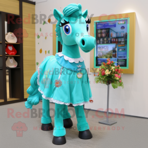 Turquoise paard mascotte...