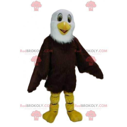 Mascote de águia marrom e branca, fantasia de abutre -