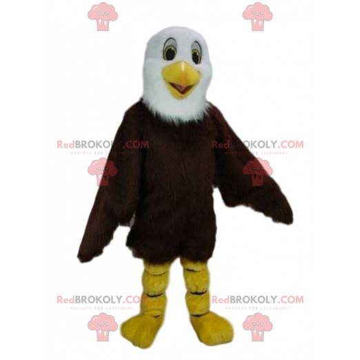 Mascotte marrone e bianco aquila, costume da avvoltoio -