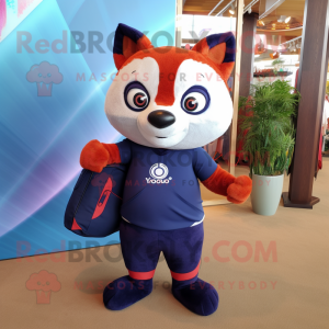 Navy Red Panda mascotte...