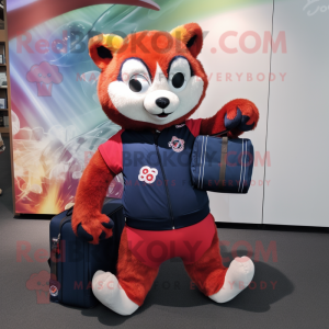 Navy Red Panda mascotte...