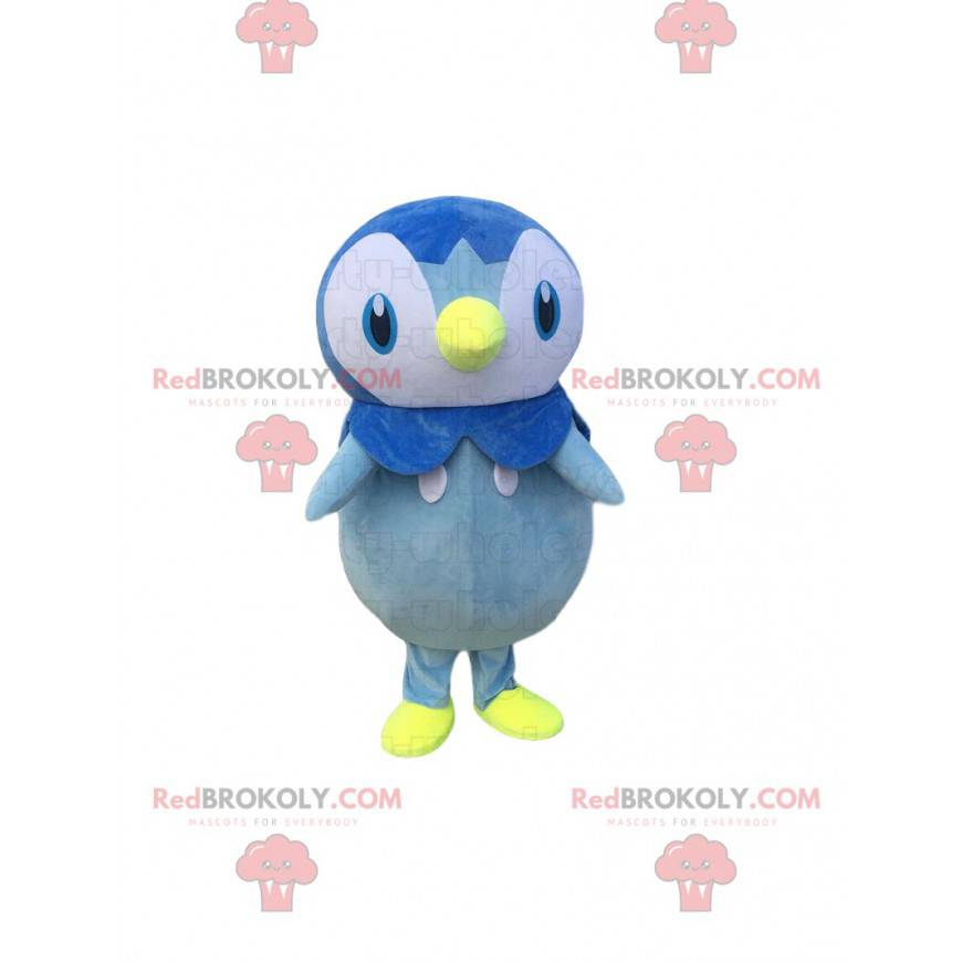 Blue and white penguin mascot, colorful bird costume -