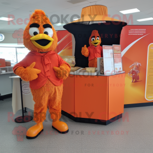 Orange Fried Chicken mascot costume character dressed with a Jumpsuit and Wraps