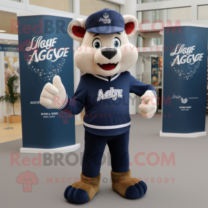 Navy Aglet mascot costume character dressed with a Rugby Shirt and Mittens