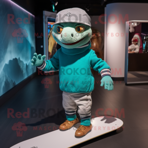 nan Skateboard mascot costume character dressed with a Turtleneck and Handbags