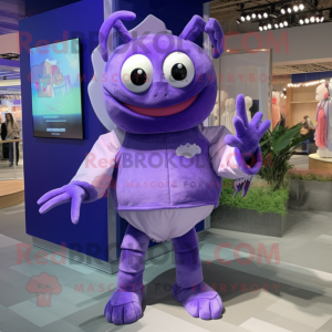 Lavender Crab mascot costume character dressed with a Bermuda Shorts and Wraps