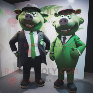 Olive Sow mascot costume character dressed with a Suit and Ties