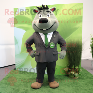 Olive Sow mascot costume character dressed with a Suit and Ties