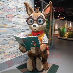 nan Deer mascot costume character dressed with a Playsuit and Reading glasses