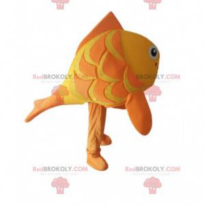 Mascotte de poisson orange et jaune, costume de poisson géant -