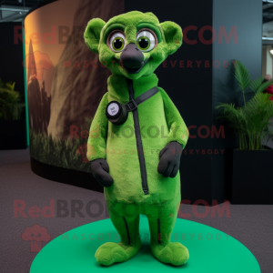 Limegrön Lemur maskotdräkt...